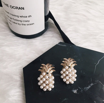 Boucles d'oreilles ananas en perles